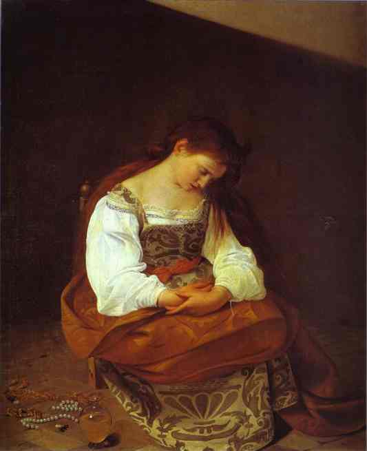 Oil painting:Penitent Magdalene. c.1593