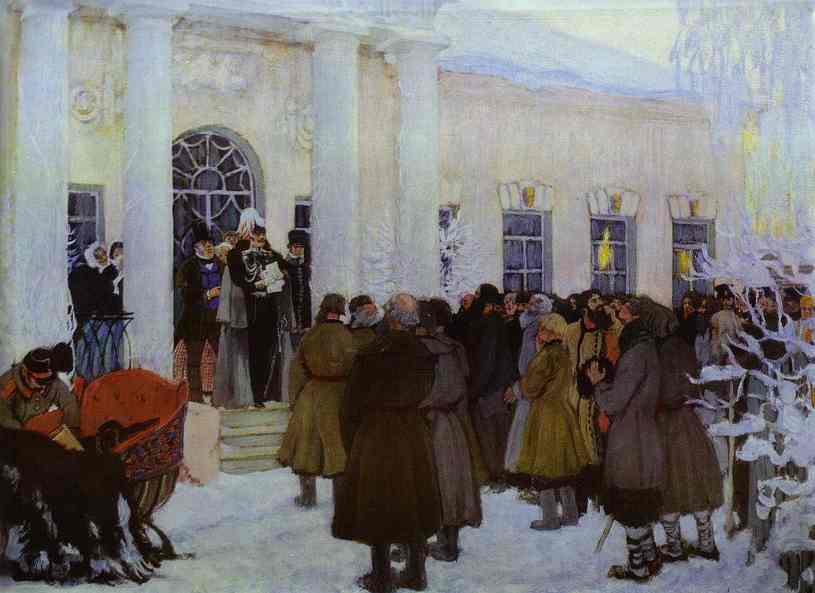 Oil painting: Reading of the Manifest. 1908-1909