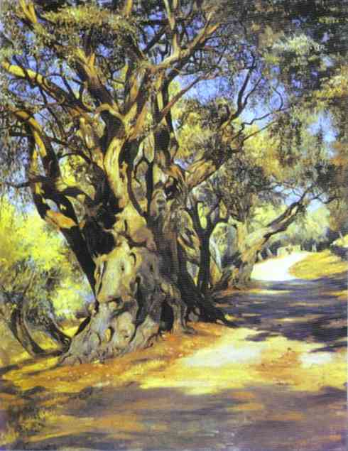 Oil painting:Road from Rome to Albano. c. 1873