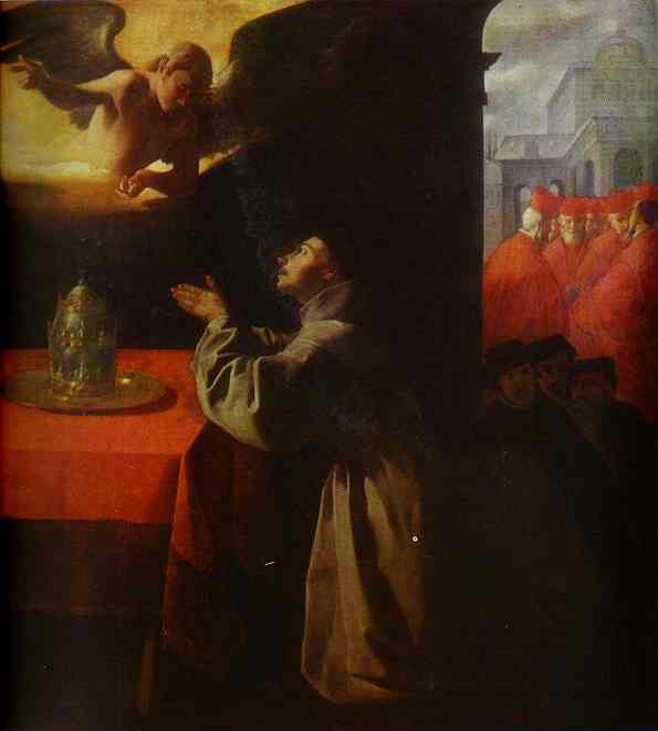 Oil painting:St. Bonaventura at Pray.