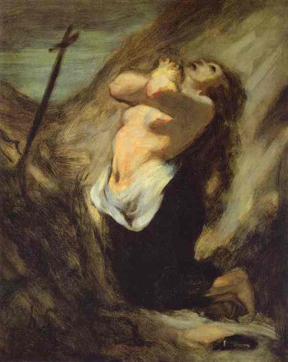 Oil painting:St. Magdalene in the Desert. c. 1848