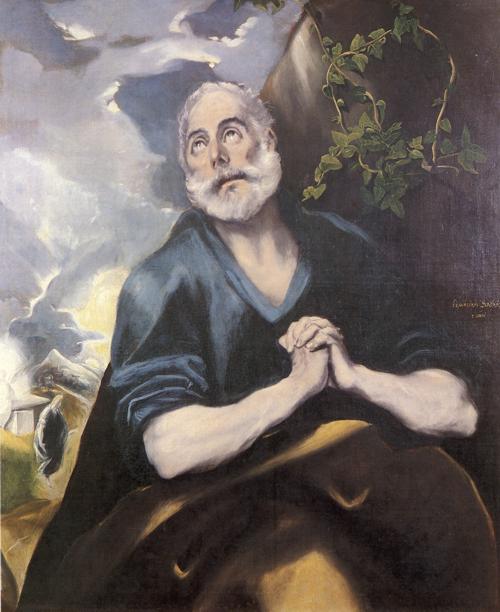 Oil painting:St.Peter in Tears. c. 1580-1585