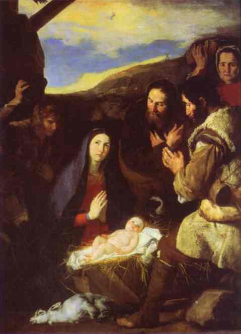 Oil painting:The Adoration of the Shepherds. 1650