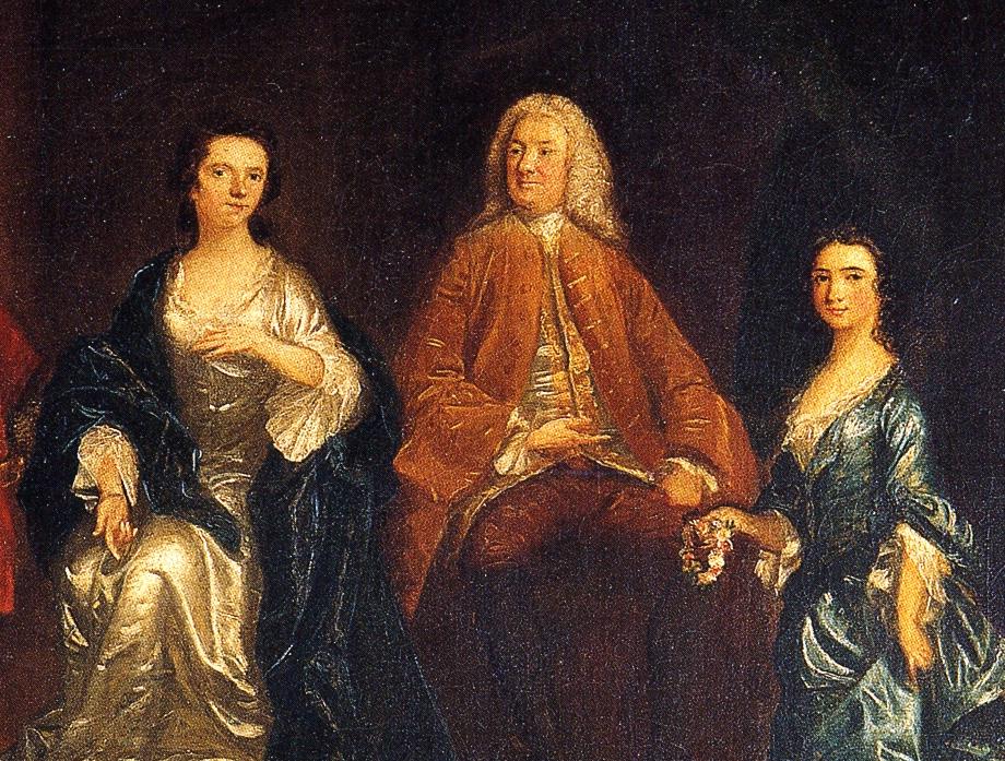 Oil painting:The Eliot Family. Detail. c.1746