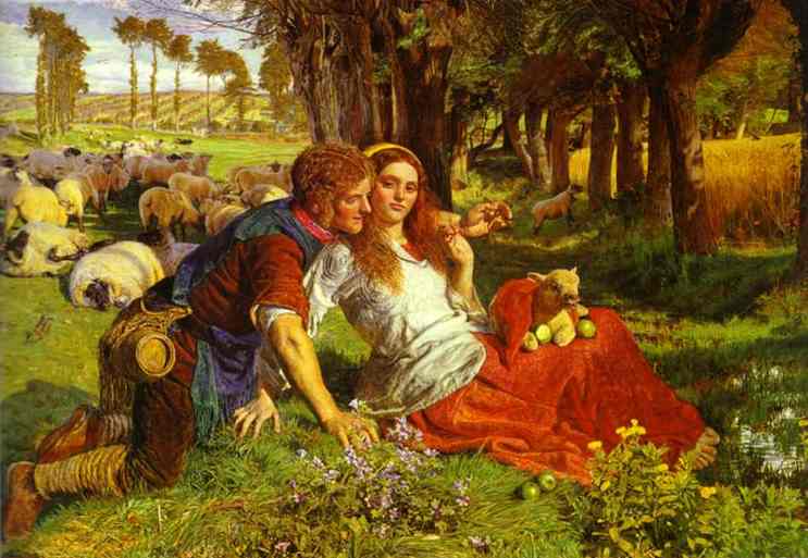 Oil painting:The Hireling Shepherd. 1851