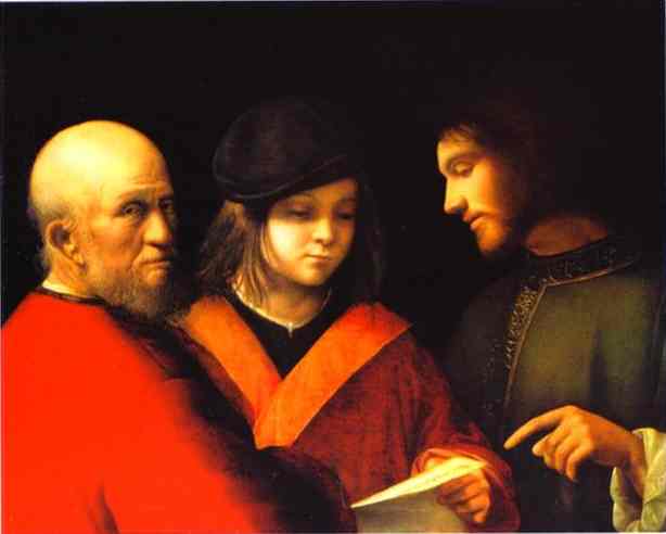 Oil painting:The Three Ages of Man. c.1510