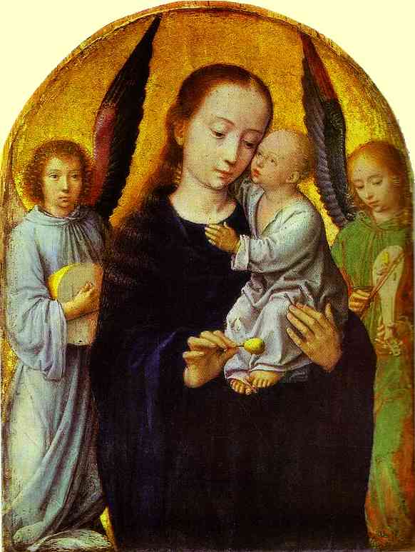 Oil painting:Virgin with Child between Angel Musicians.