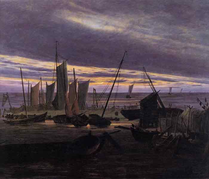 Oil painting for sale:Boats in the Harbour at Evening, 1828