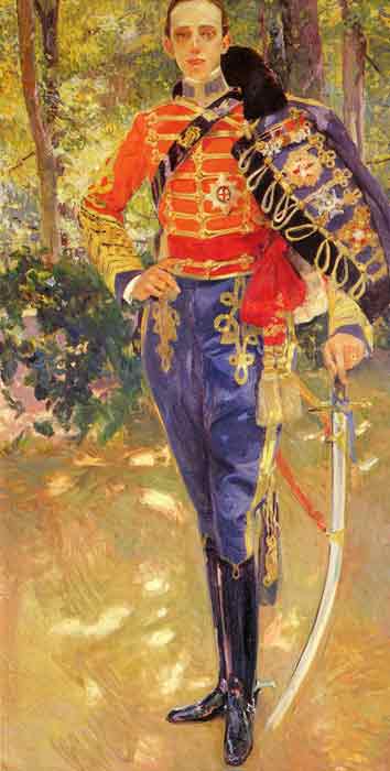 Oil painting for sale:Retrato del Rey Don Alfonso XIII con el uniforme de husares [Portrait of King