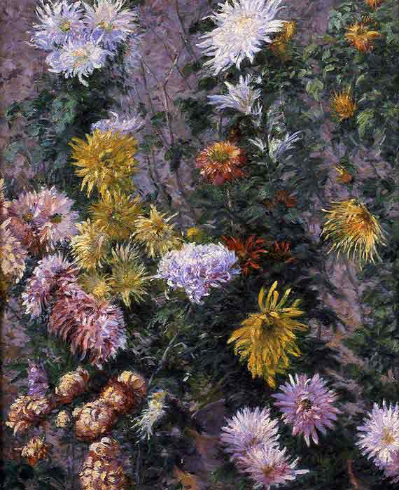 Oil painting for sale:White and Yellow Chrysanthemums, Garden at Petit Gennevilliers, 1893