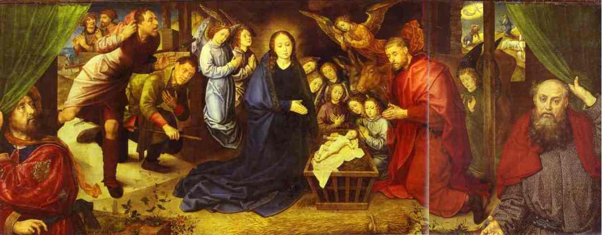 Oil painting:The Adoration of the Shepherds. c. 1480