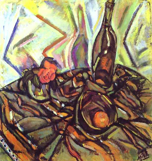 Oil painting:Still Life with Rose. 1916
