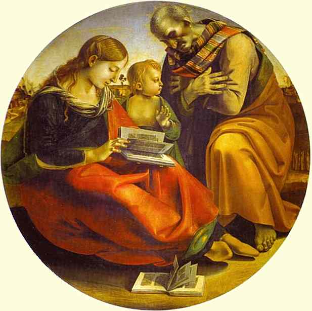 Oil painting:The Holy Family. c. 1490