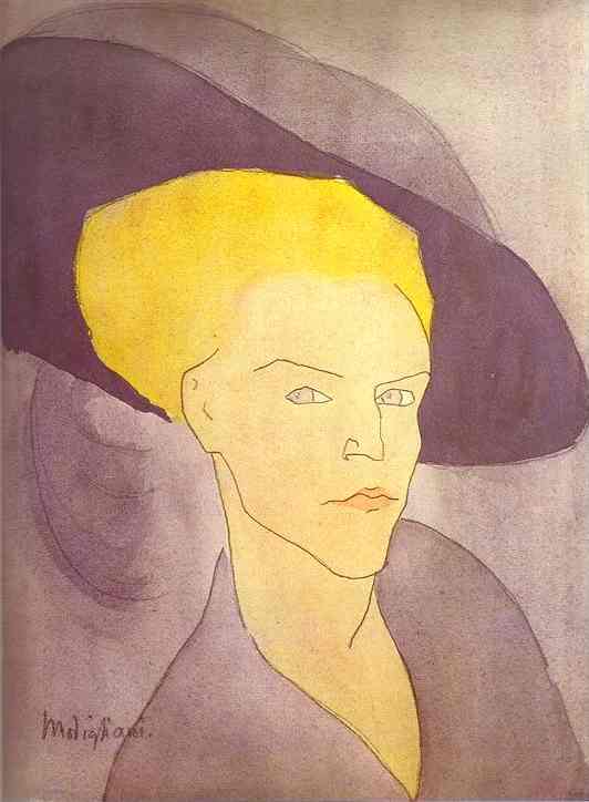 Oil painting:Head of a Woman with a Hat. 1907