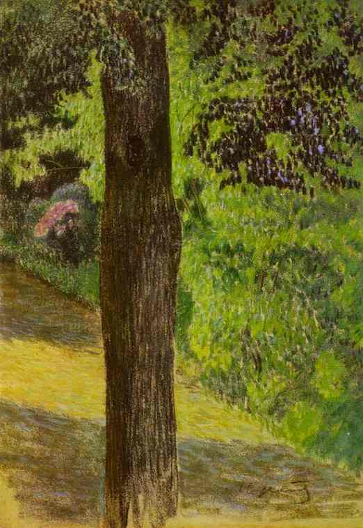 Oil painting:A Path in a Garden. c. 1904