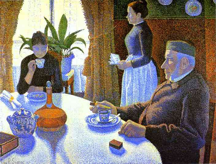 Oil painting:Breakfast (The Dining Room). c. 1886