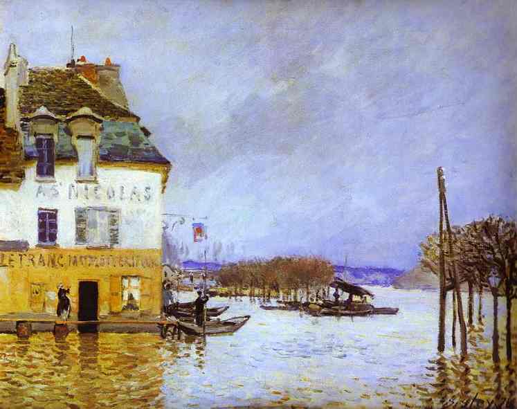 Oil painting:Flood at Port-Marly. 1876
