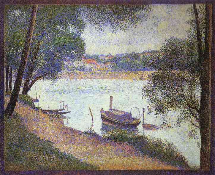 Oil painting:Gray Weather, La Grande Jatte. 1888