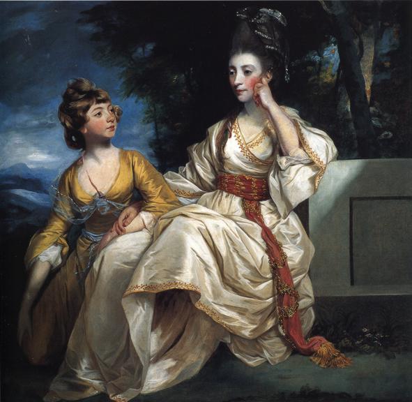 Oil painting:Mrs Henry Thrale with Her Daughter. 1777