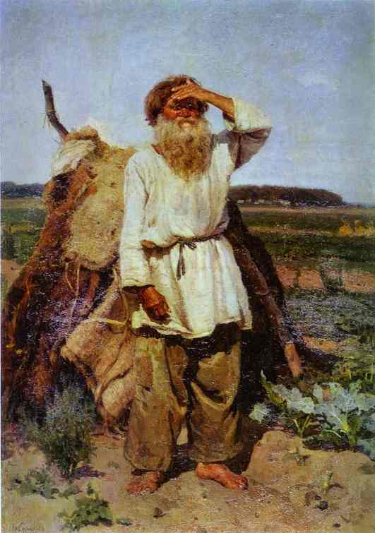 Oil painting:Old Man in His Vegetable Garden. 1882