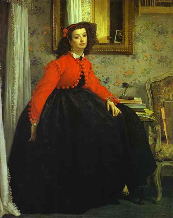 Oil painting:Portrait of Mlle L.L. (Young Woman in Red Vest). 1864