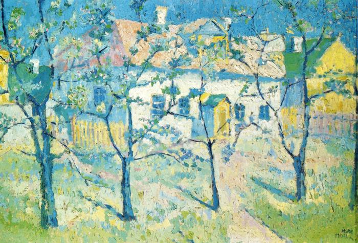 Oil painting:Spring - Garden in Blossom. 1904