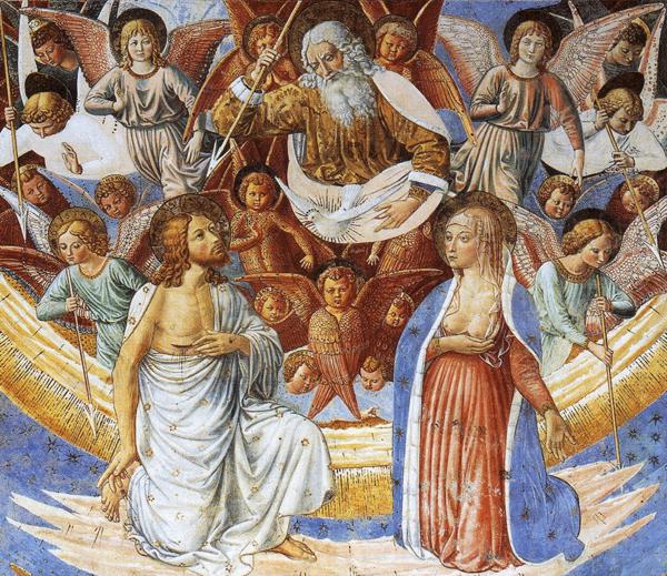 Oil painting:St. Sebastian Intercessor. Detail.1464