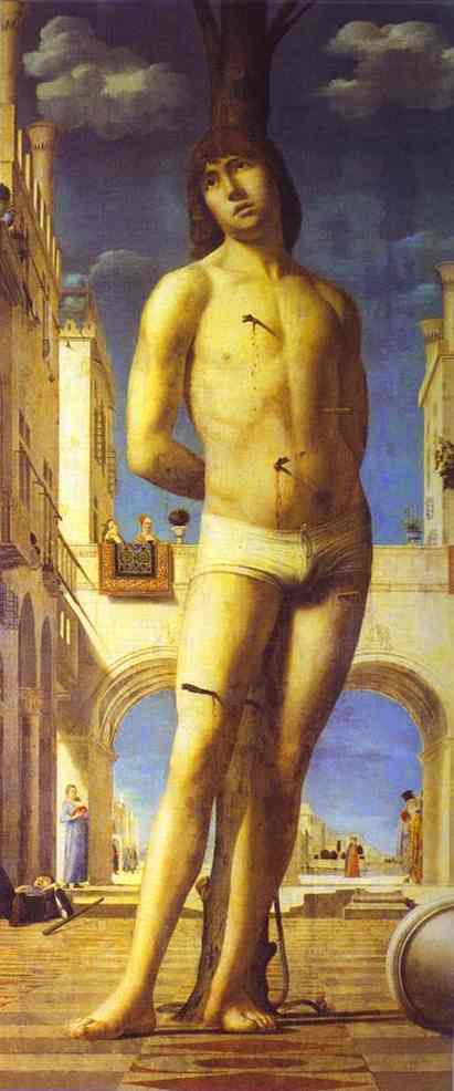 Oil painting:St. Sebastian. c. 1475