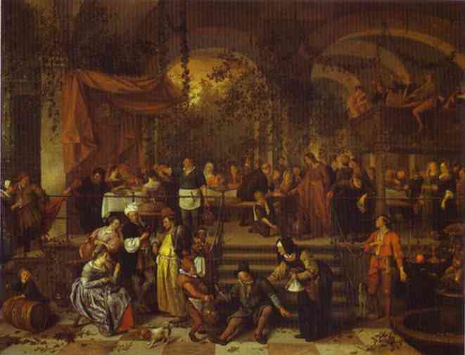 Oil painting:The Marriage Feast at Cana. c. 1665