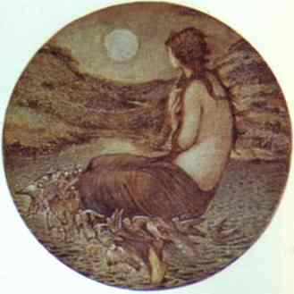 Oil painting:The Mirror of Venus. c. 1885