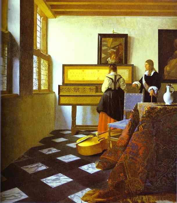 Oil painting:The Music Lesson. c.1662