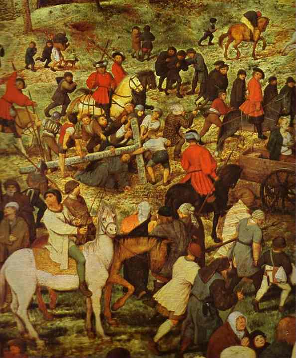 Oil painting:The Procession to Calvary. Detail. 1564