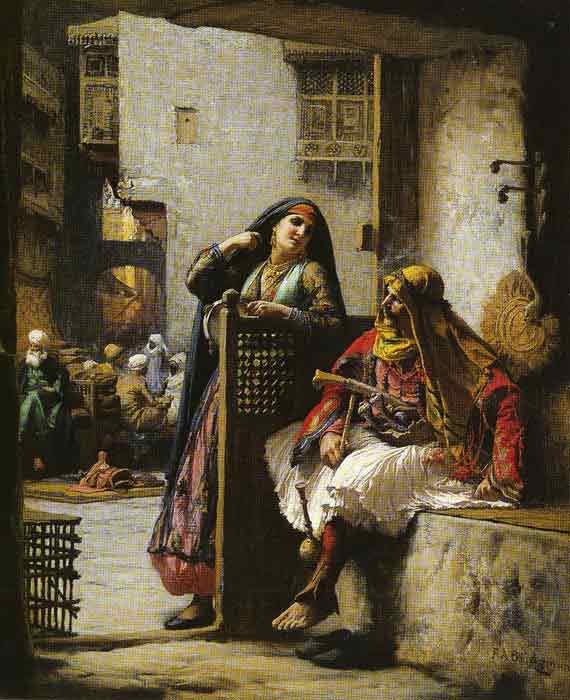 Oil painting for sale:Almeh Flirting with an Armenian Policeman, Cairo