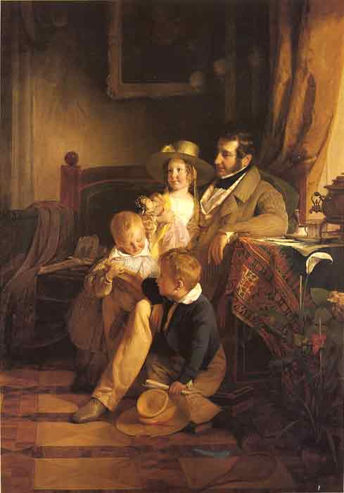 Oil painting for sale:Rudolf von Arthaber with his Children