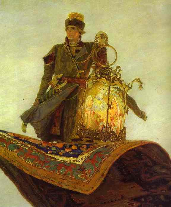 Oil painting:The Magic Carpet. Detail. 1880