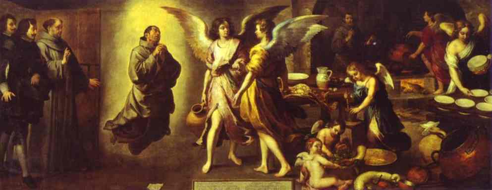 Oil painting:La Cuisine des Anges. 1646
