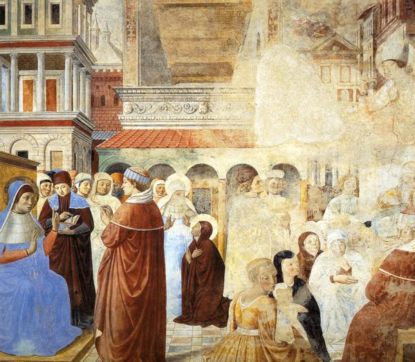 Oil painting:Scenes with St. Ambrose. 1464