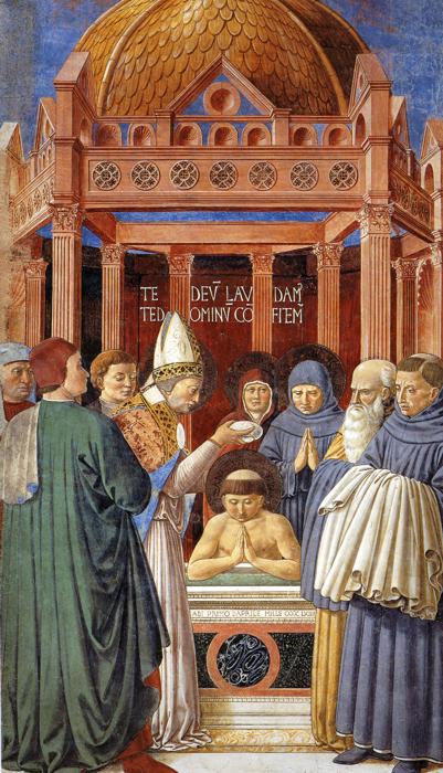 Oil painting:Baptism of St. Augustine.1464