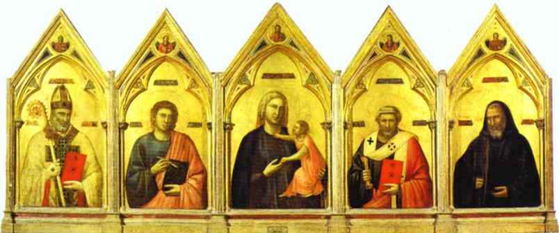 Oil painting:Madonna and Child with St. Nicholas, St. John the Evangelist, St. Peter and St.