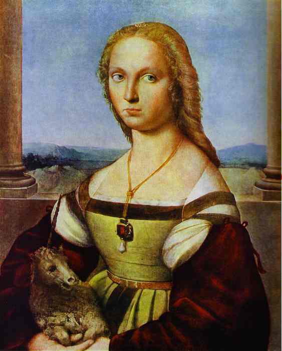 Oil painting:Portrait of a Lady with a Unicorn. 1505