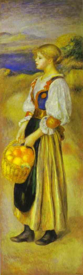 Oil painting:Girl with a Basket of Oranges. c.1889