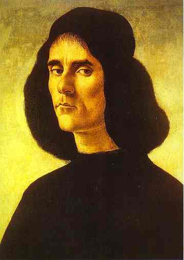 Oil painting:Portrait of a Man (Michele Marullo Tarcaniota?). c.1489-1494
