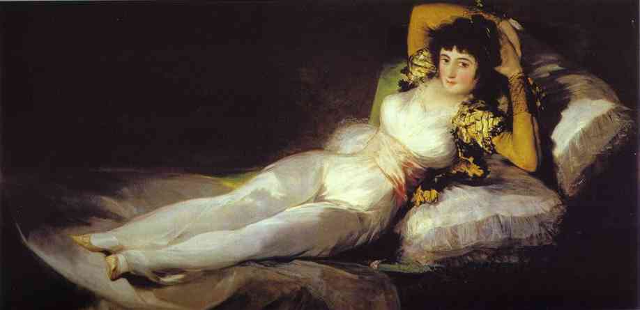 Oil painting:The Clothed Maja (La Maja Vestida). 1800