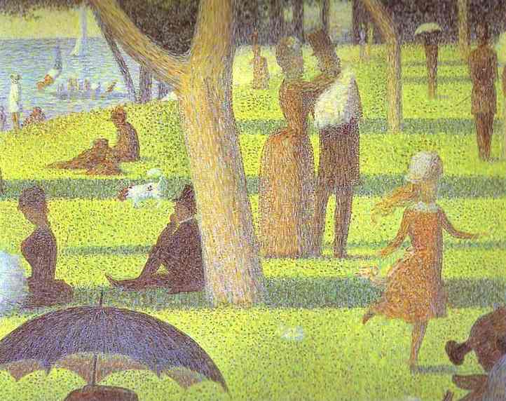 Oil painting:A Sunday on La Grande Jatte. Detail. 1884