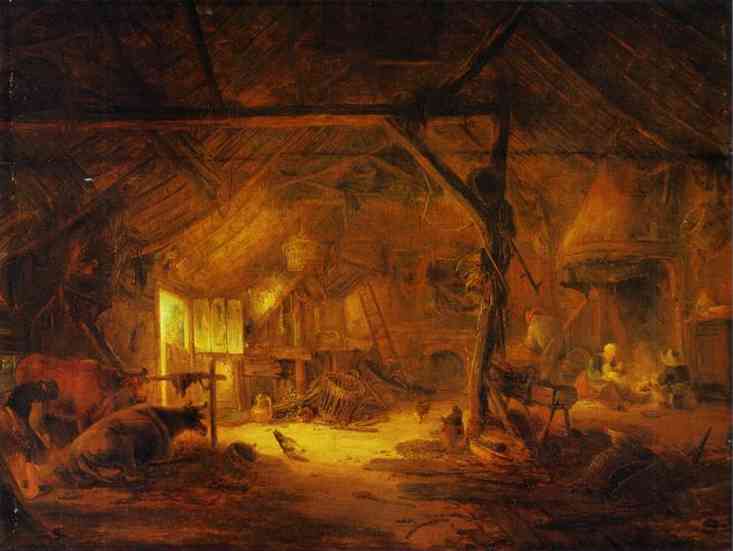 Oil painting:Barn Interior. 1645