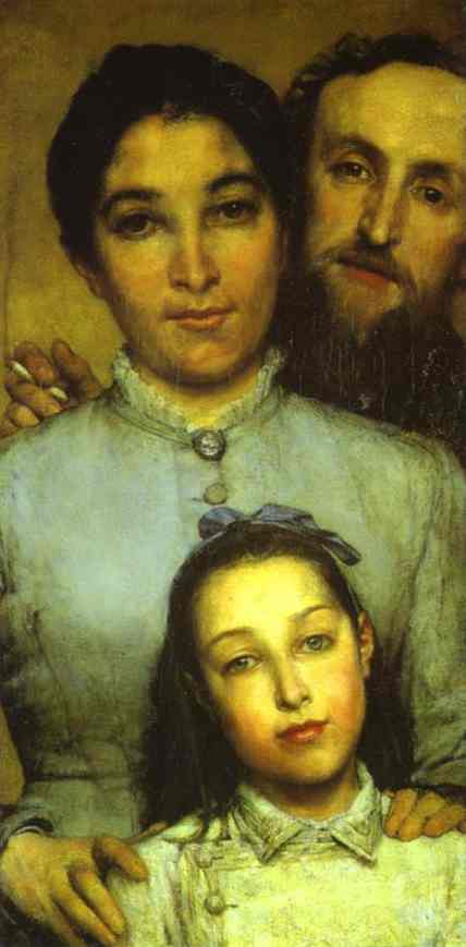 Oil painting:Dalou, His Wife and His Daughter. 1876
