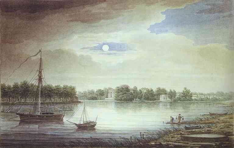 Oil painting:Elagin Island at Night. 1810