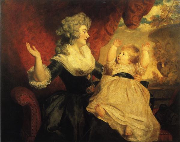 Oil painting:Georgiana, Duchess of Devonshire, and Her Daughter. 1784