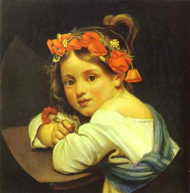 Oil painting:Girl Wearing the Poppy Wreath. 1819