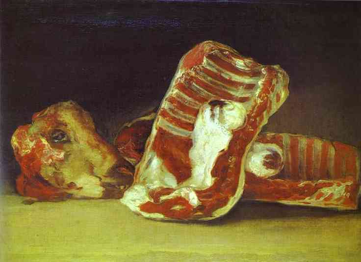 Oil painting:Head and Quarters of a Dissected Ram. c. 1808